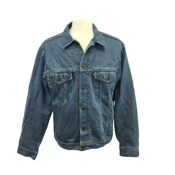 VTG Levis Denim Jean Jacket Mens L Standard Trucker 4 Pocket Button 70507 Large